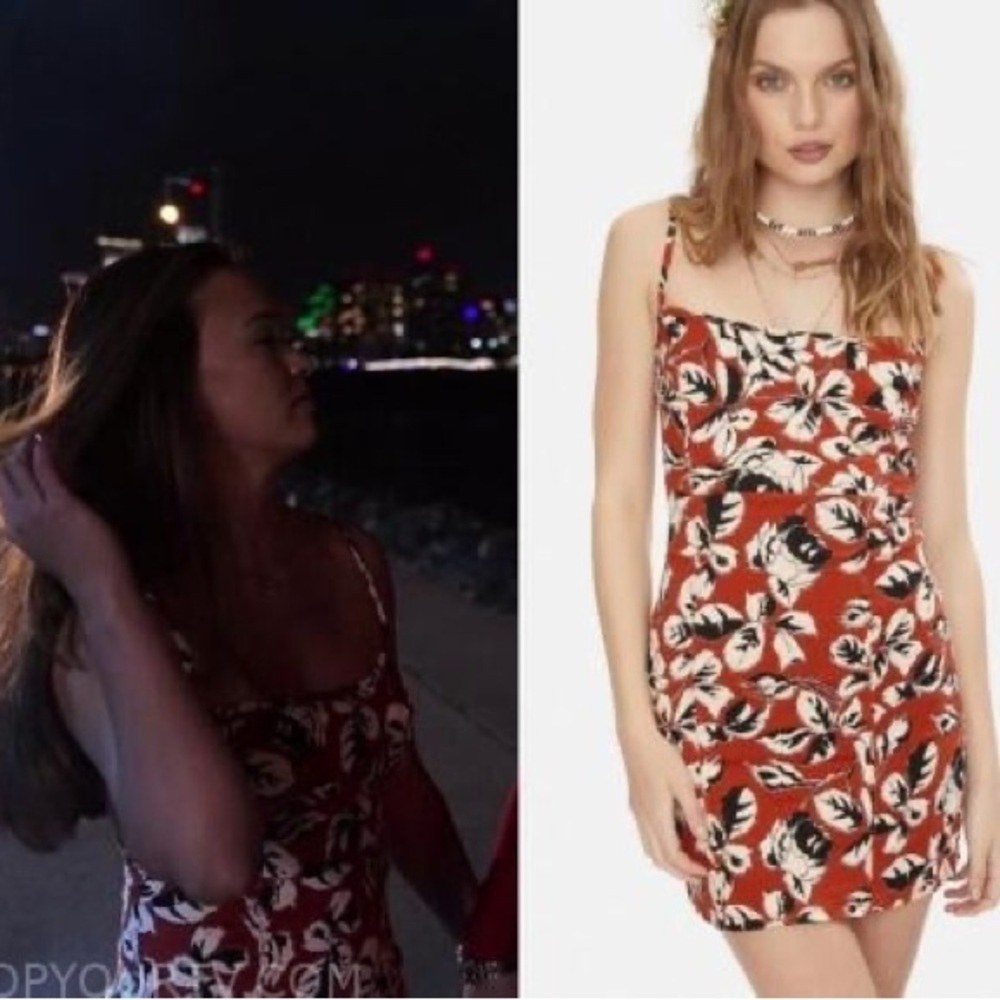 NWT Free People Bring It Back Rust Floral Printed Strappy Slip Mini Dress Size M - Picture 10 of 10